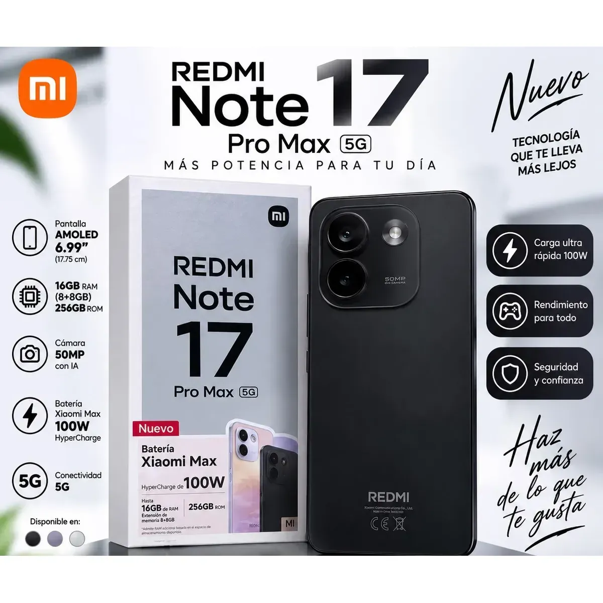 XIAOMI - NUEVO XIAOMI REDMI NOTE 17 PRO MAX 5G  8GB  256GB -  COLOR NEGRO