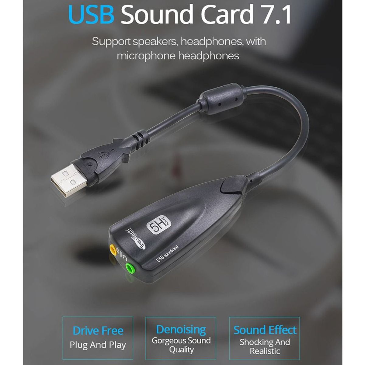 GENERICO - Tarjeta de Sonido Externa Usb 7.1 USB a Audio y Microfono Trautech