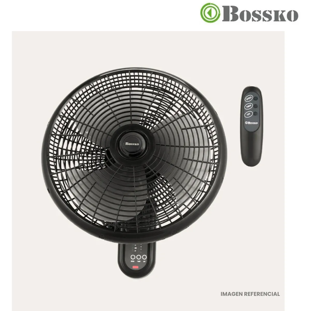 BOSSKO - Ventilador de Pared Bossko 16" con Control Remoto y 3 Aspas - BK-8210PD