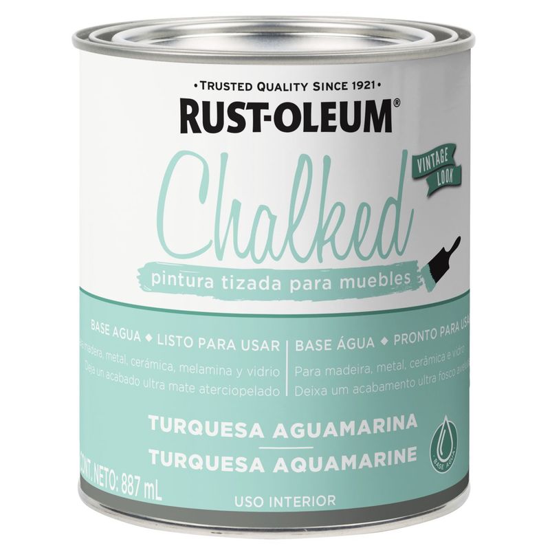 RUST OLEUM - Pintura tizada Chalked turquesa aguamarina ultra mate