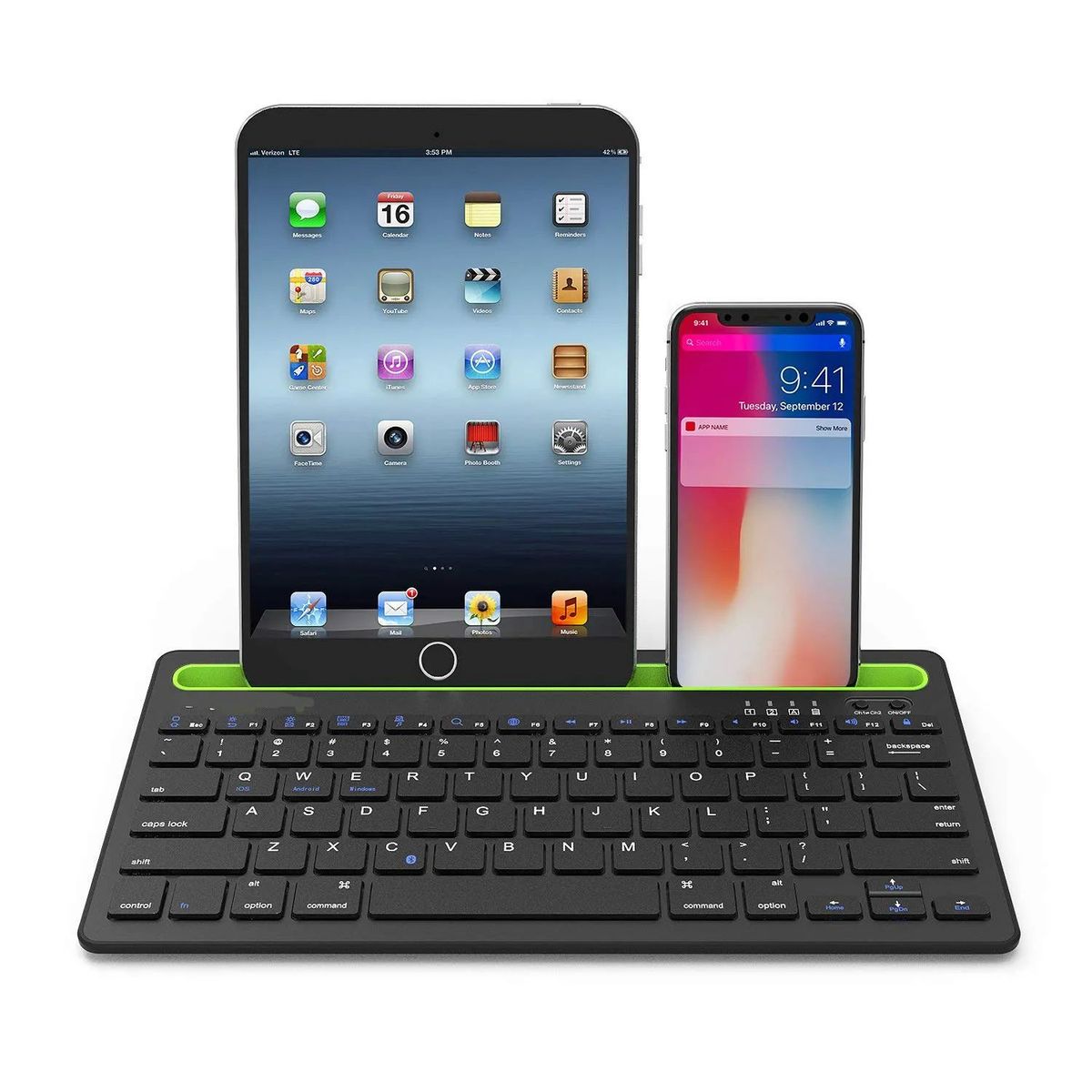 GENERICO - Teclado Universal Bluetooth Doble Canal y Soporte para Celular Tablet