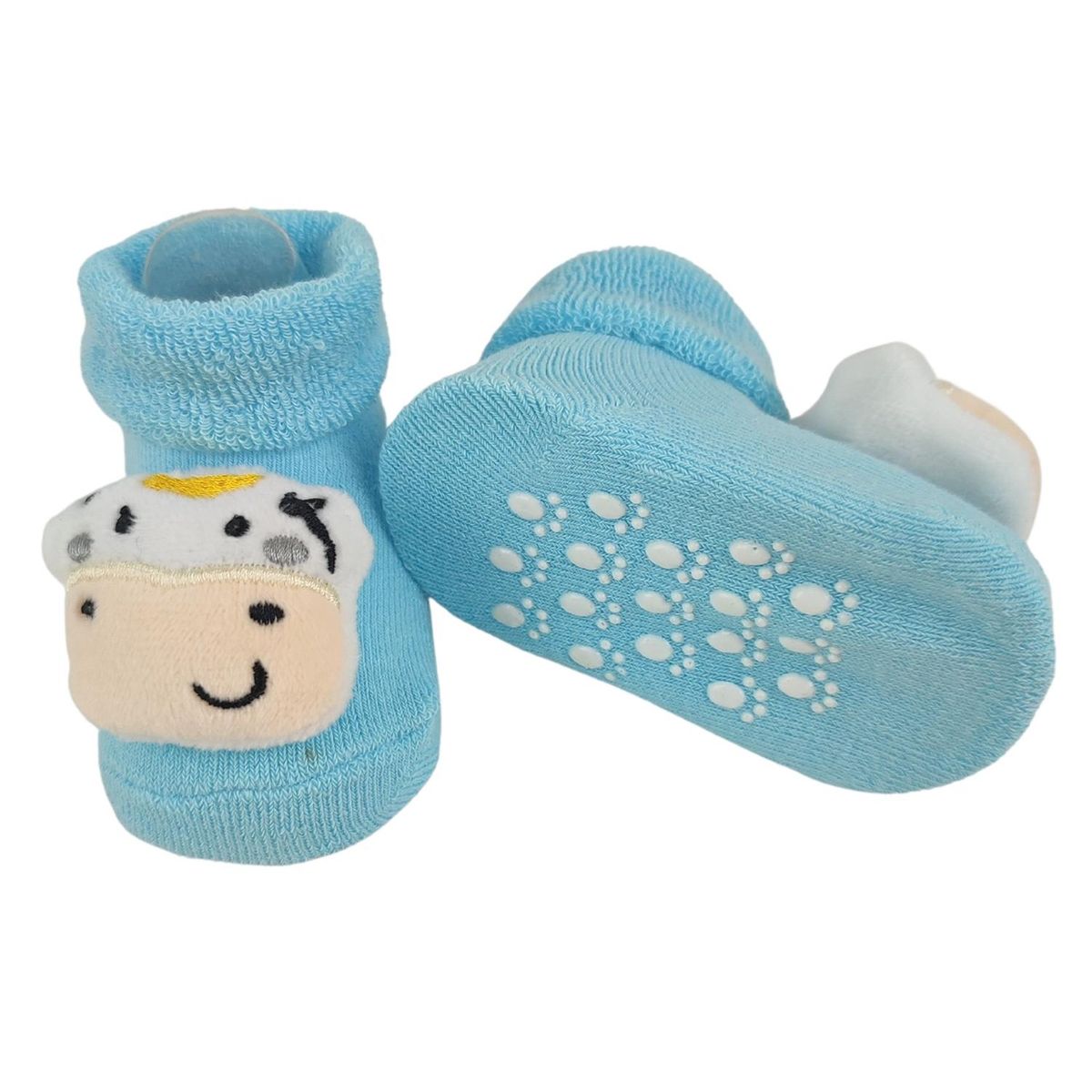 BABY MERINOS - Medias Sonajeras - Vaca - Celeste