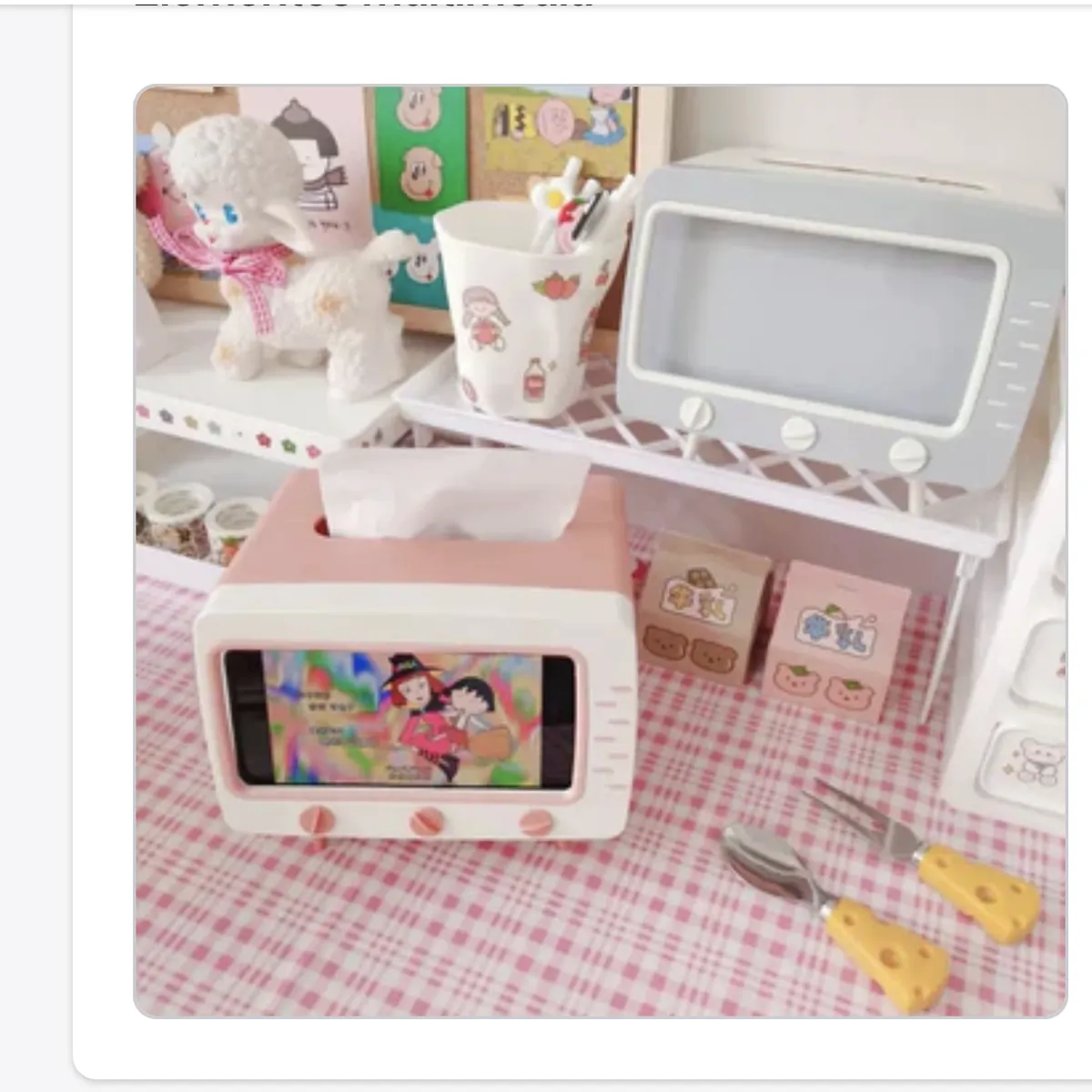 AURELA - Servilletero Porta Celular Retro - Gris