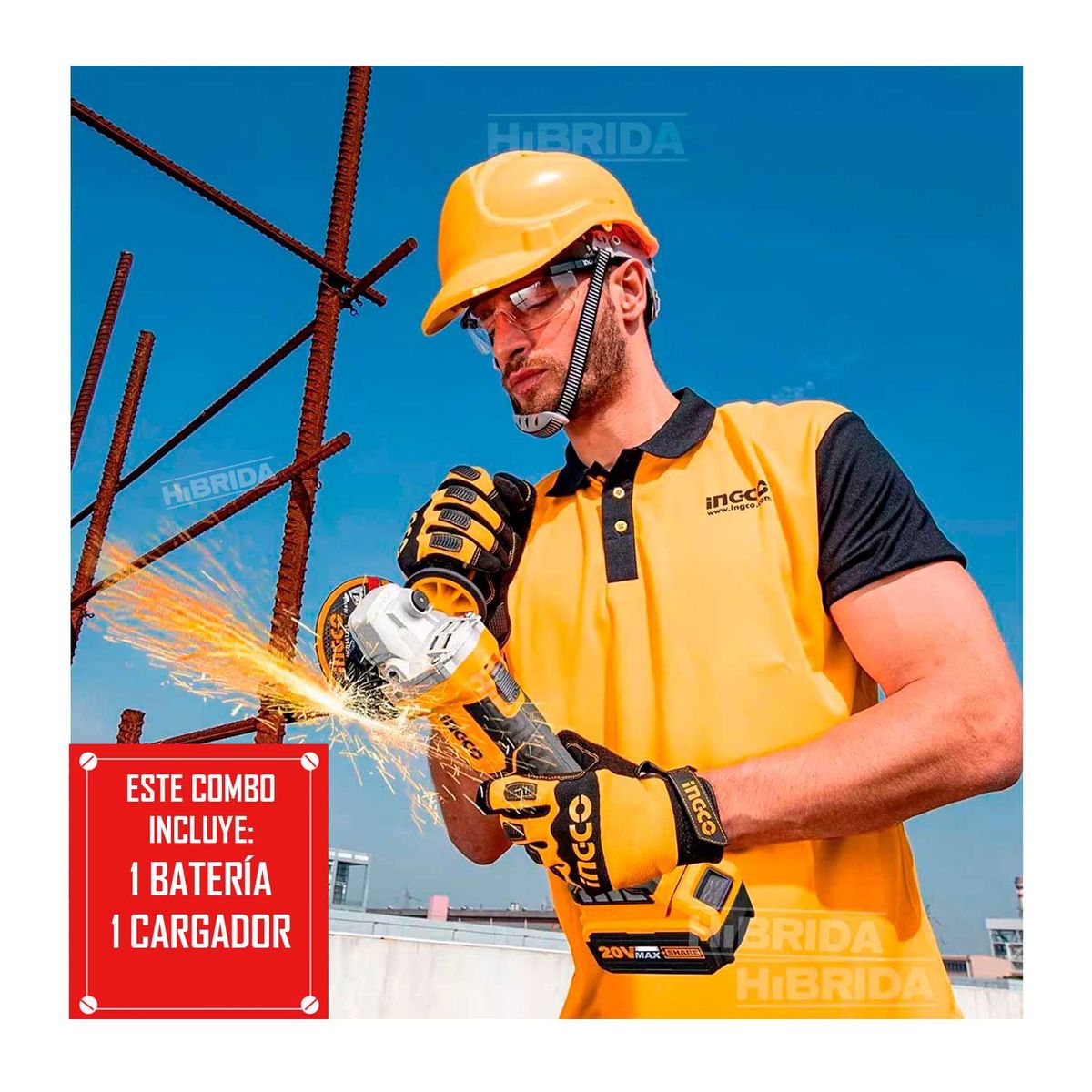 INGCO TOOLS - COMBO 20V INGCO TALADRO ATORNILLADOR  AMOLADORA BRUSHLEES CORTADOR