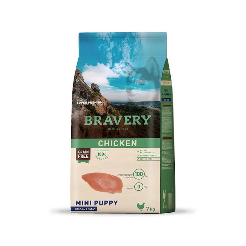 BRAVERY - Alimento para Perros Raza Pequeña Puppy Bravery Pollo 7Kg