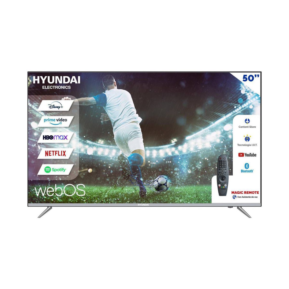 HYUNDAI - Televisor Hyundai 50" Ultra HD 4K  Smart TV HYLED5017W4KM - Plateado