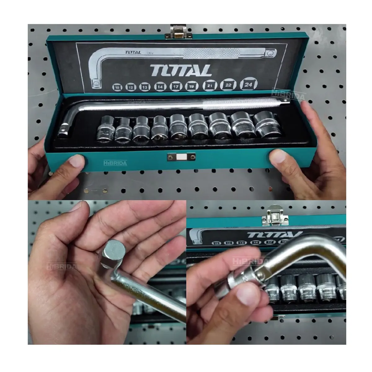 TOTAL TOOLS - COMBO 20V TOTAL LLAVE DE IMPACTO ½'' JUEGO DE DADO ADAPTADOR BATERIA