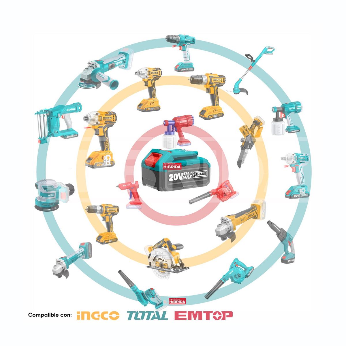 Total Tools - BATERÍA DE LITIO 20V 4AH MULTIHERRAMIENTA INDUSTRIAL TOTAL- TFBLI2002