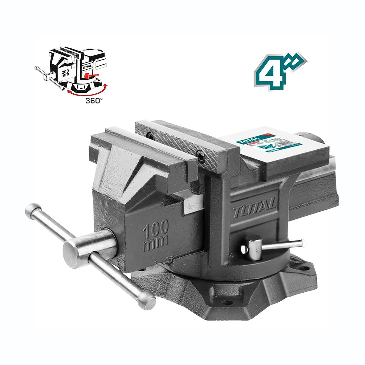 TOTAL TOOLS - TORNILLO DE BANCO 4 1300KG BASE GIRATORIA Y YUNQUE TOTAL -THT6146