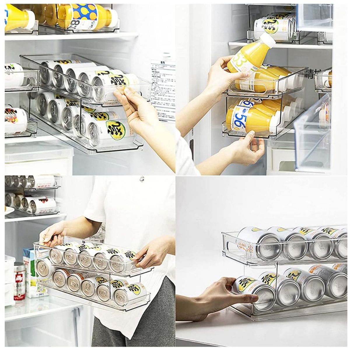 MINARI - Organizador de Latas Transparente para Despensa Nevera 458L