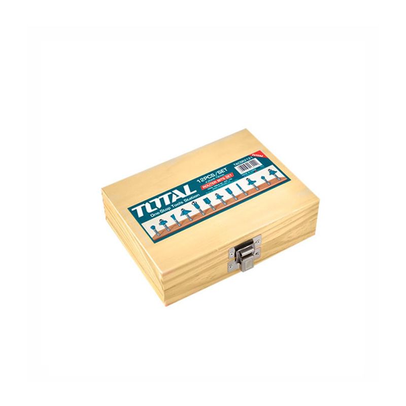 TOTAL TOOLS - SET DE 12 FRESAS PARA RUTEADORA 8MM INDUSTRIAL TOTAL - TACSR1121