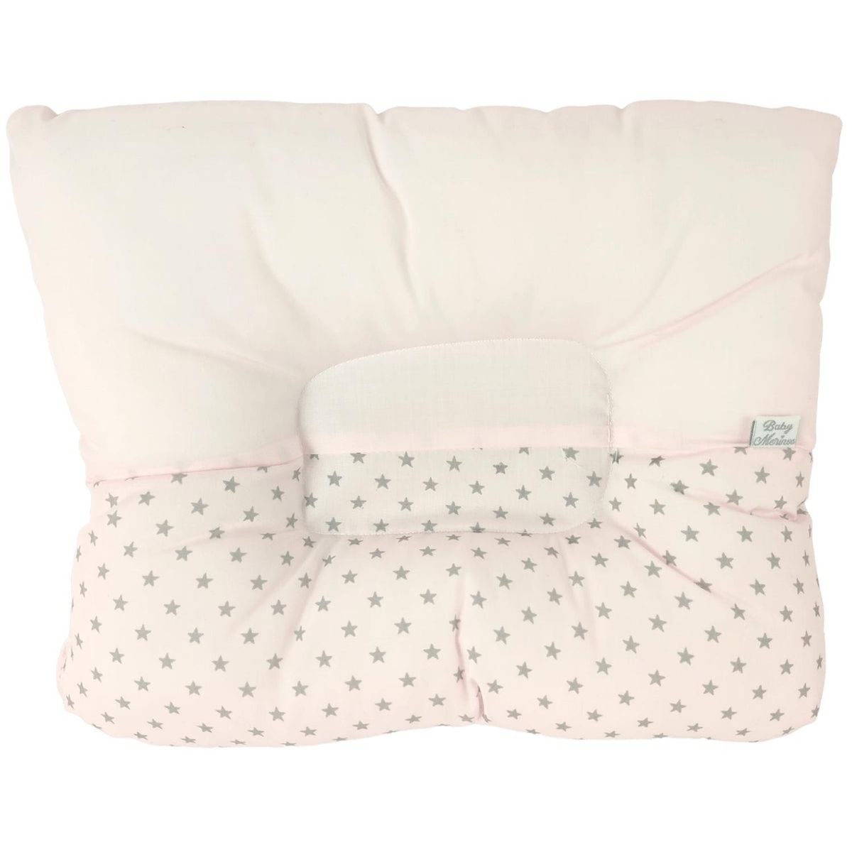 BABY MERINOS - Almohada Bebe anti-cabeza plana - Estrellitas - Rosado