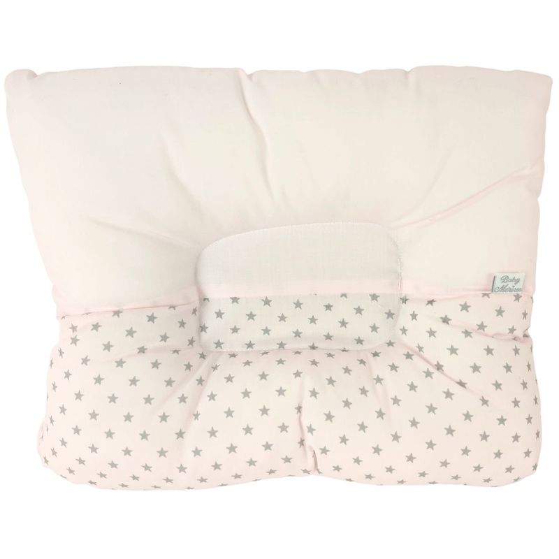 BABY MERINOS - Almohada Bebe anti-cabeza plana - Estrellitas - Rosado