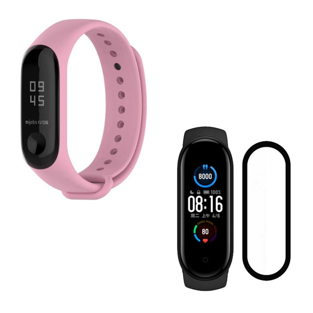 GENERICO - Correa de Silicona + Mica Vidrio 9H Para Xiaomi Mi Band 6 - Pink