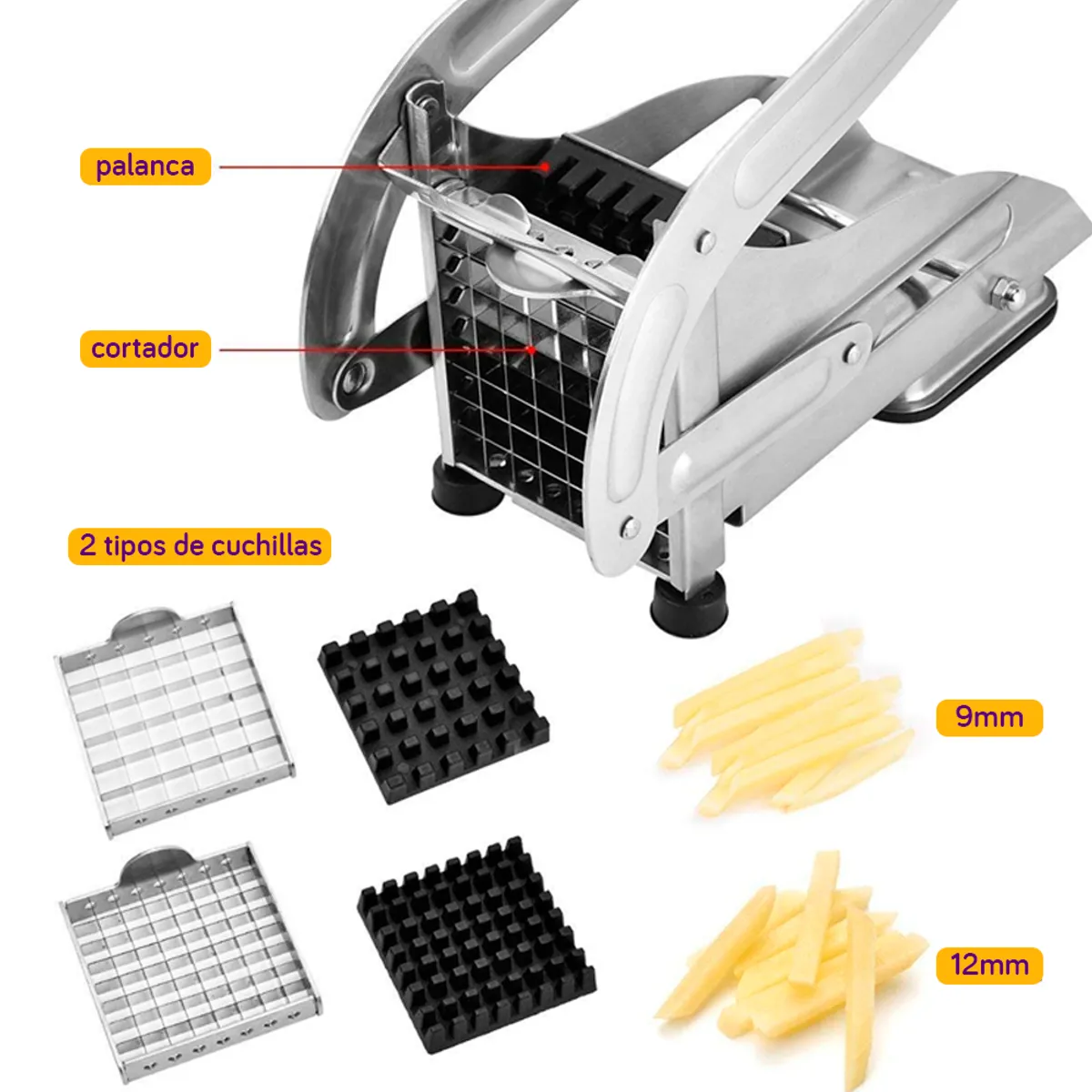 GENERICO - Cortador Picador de Papas y Veduras de Acero