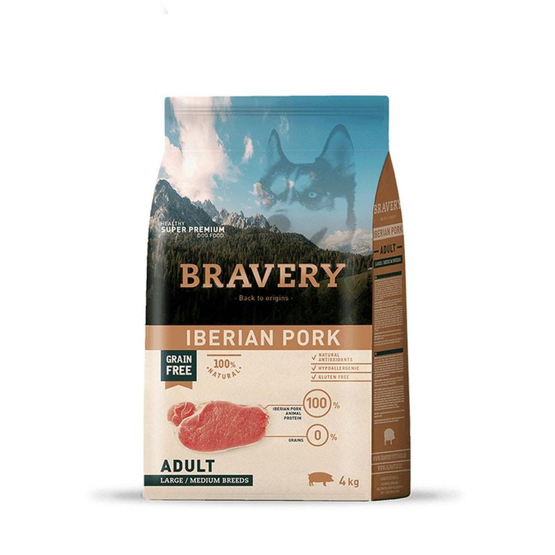 BRAVERY - Alimento Perros Grandes Adulto Bravery Cerdo Ibérico 4Kg