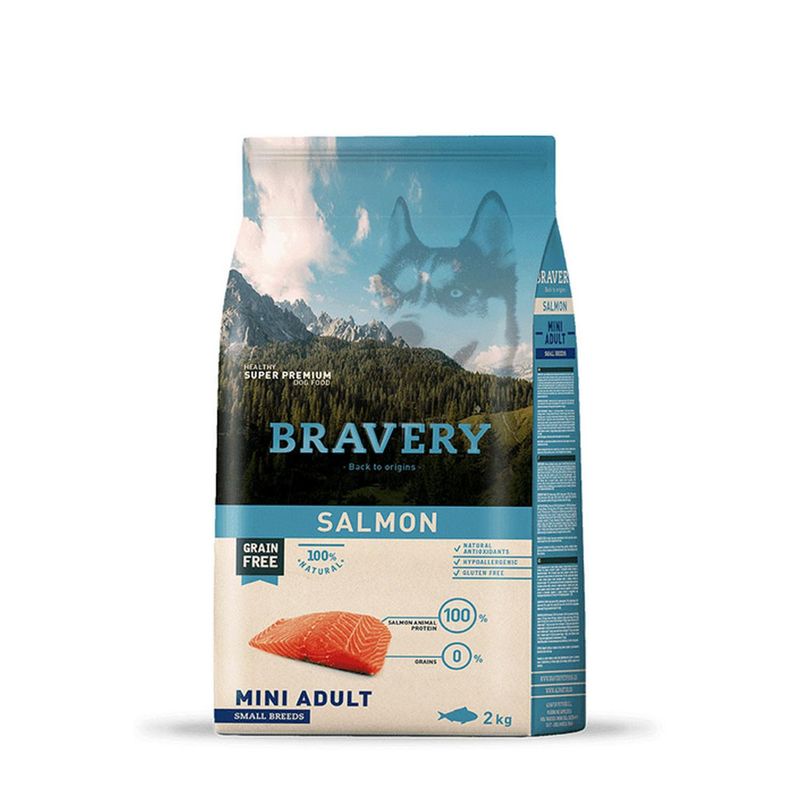 BRAVERY - Alimento para Perros Raza Pequeña Adulto Bravery Salmón 2Kg.