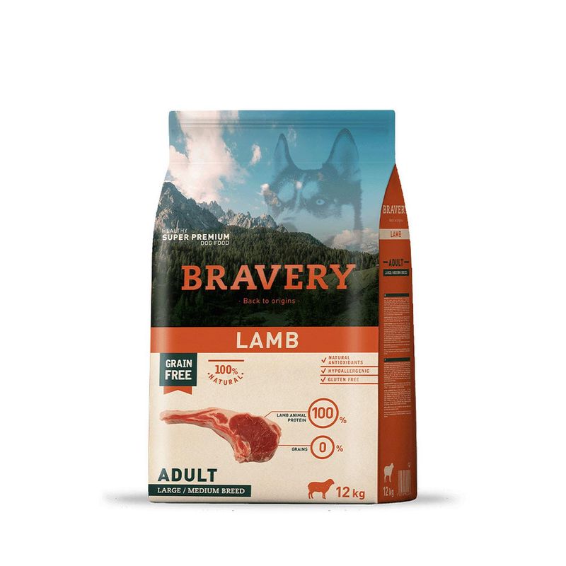 BRAVERY - Alimento para Perros Raza Grande Adulto Bravery Cordero 12Kg