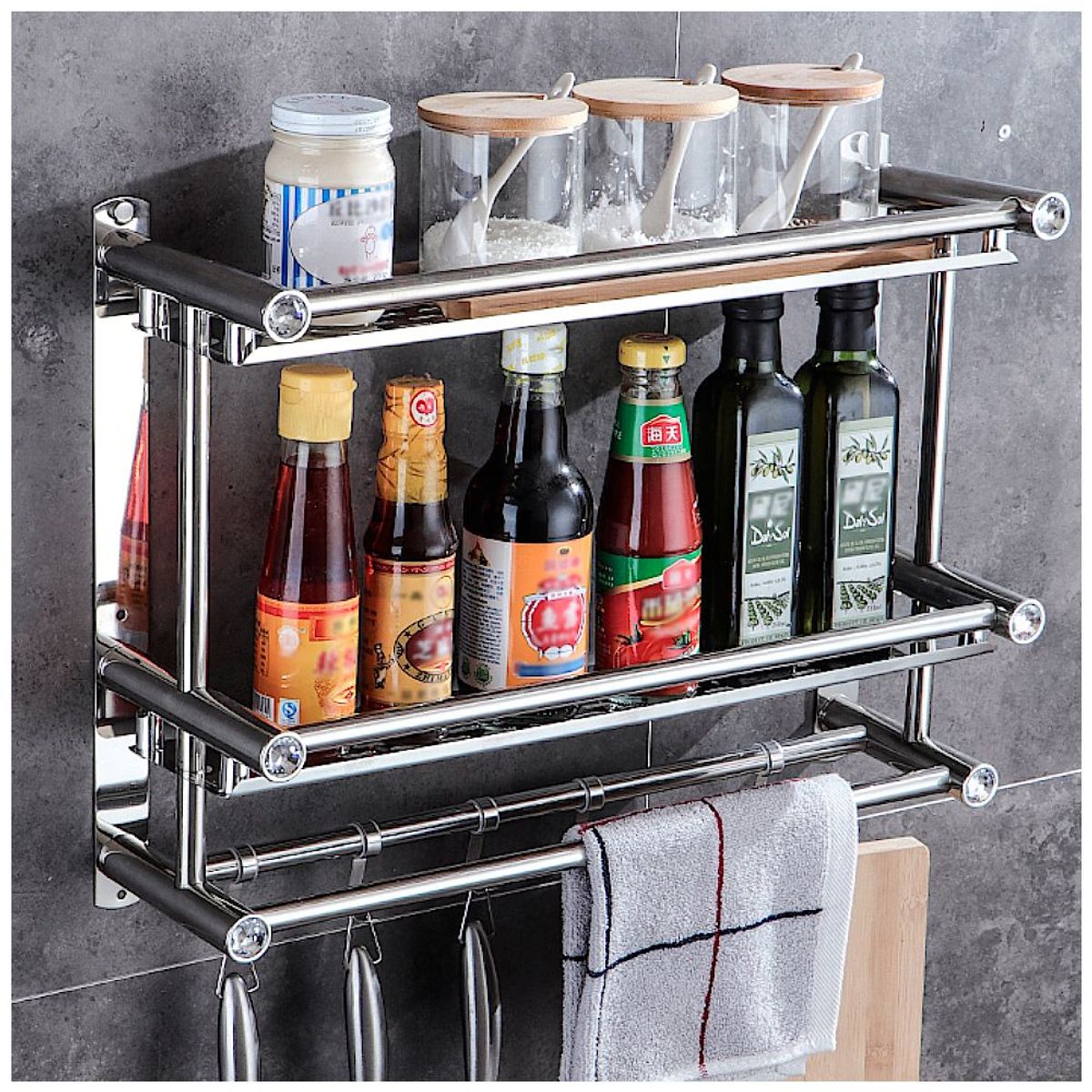 GENERICO - Estante Organizador para Cocina 2 Repisas C/ Toallero Y Colgadores 27V