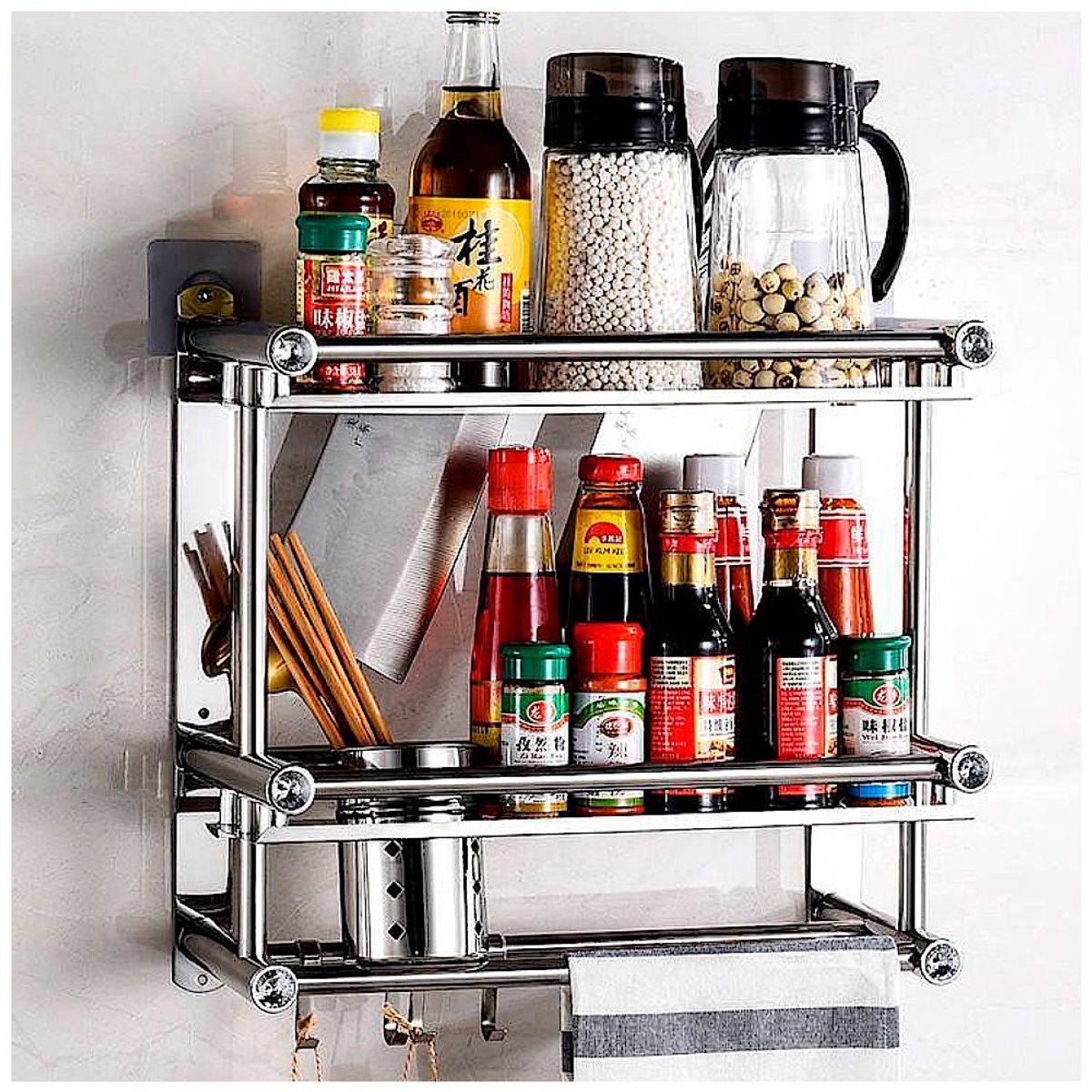 GENERICO - Estante Organizador para Cocina 2 Repisas C/ Toallero Y Colgadores 27V