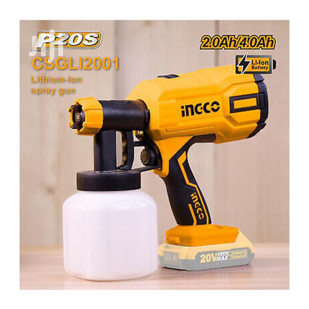 INGCO TOOLS - COMBO 20V INGCO TALADRO ATORNILLADOR PISTOLA DE PINTAR BATERIA