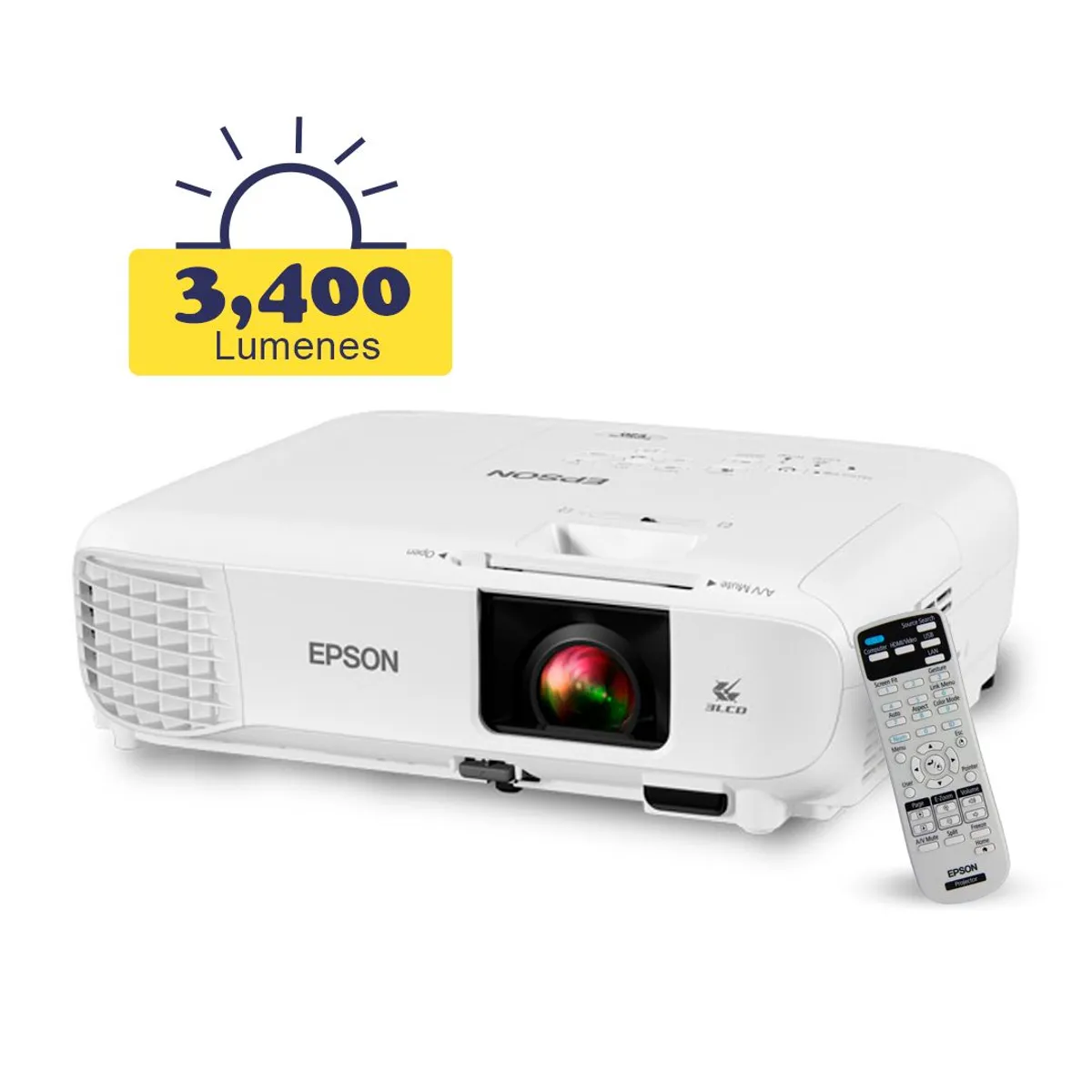 EPSON - Proyector Epson PowerLite E20 3LCD 3,400 lúmenes, HDMI XGA, Altavoz 5W