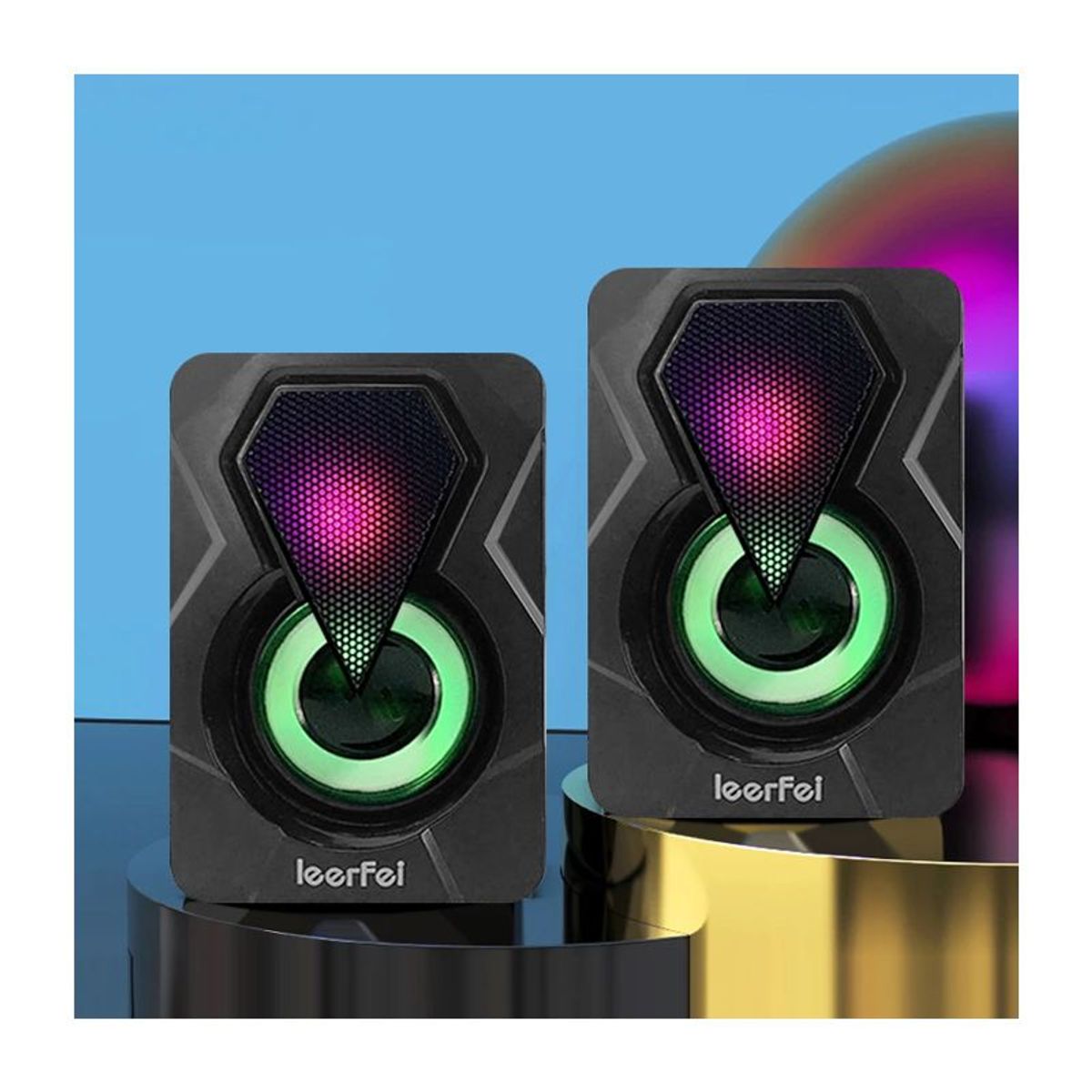 SEISA - Mini Parlante RGB USB Para PC Computadora Laptop Multimedia Teléfono