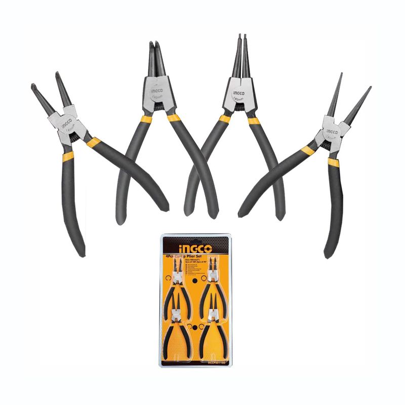 INGCO TOOLS - JUEGO DE 4 ALICATES SACA SEGURO SIRCLIP AROS INGCO - HCCPS01180