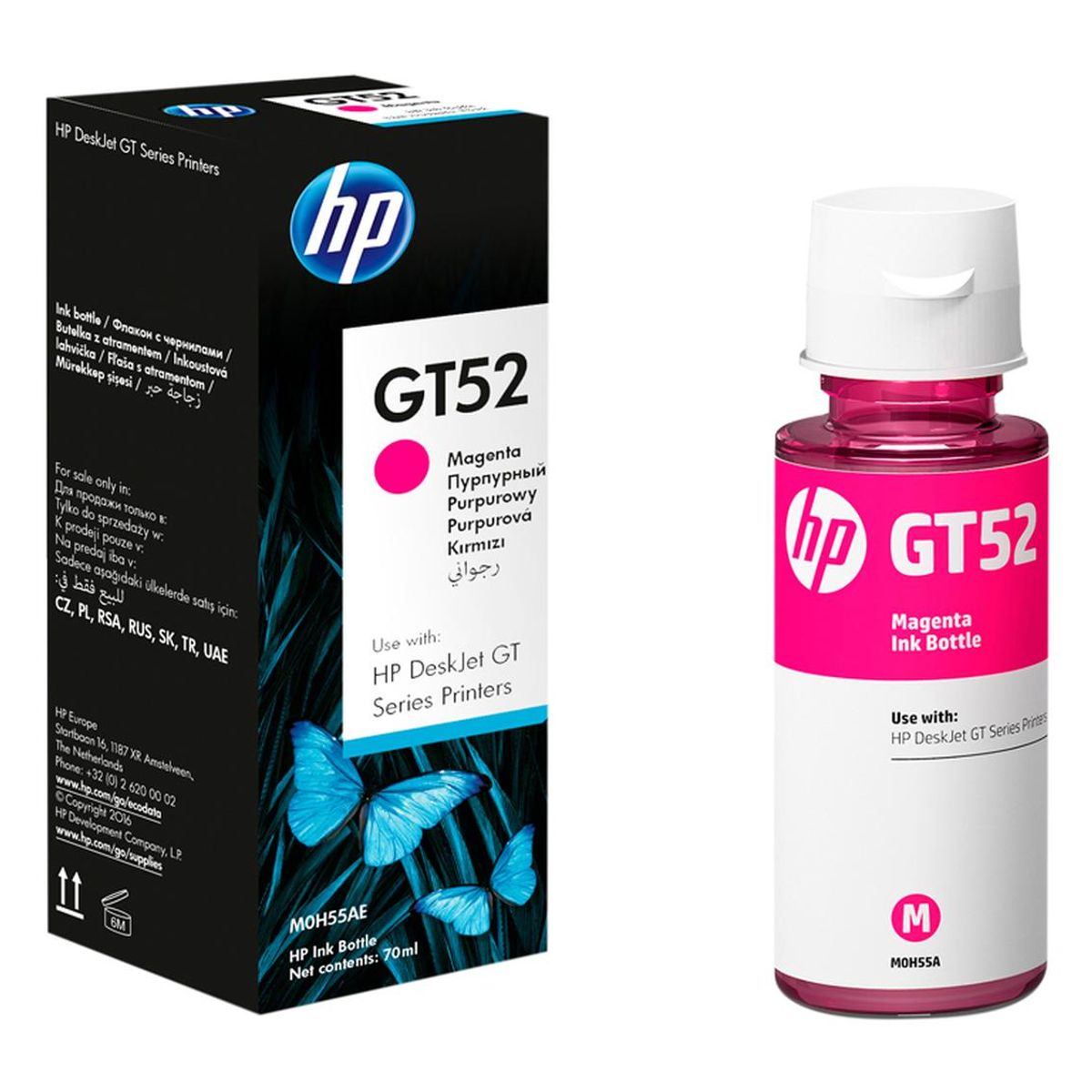 HP - Botella Tinta Hp Gt52 Magenta Impresora Deskjet Gt 70Ml