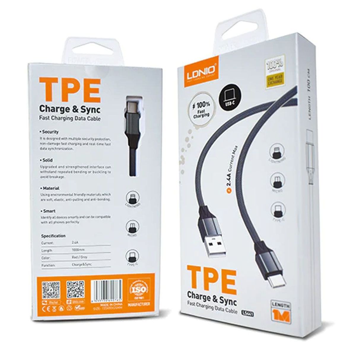 LDNIO - Cable Carga Rápida Ldnio Tipo C LS441  1M