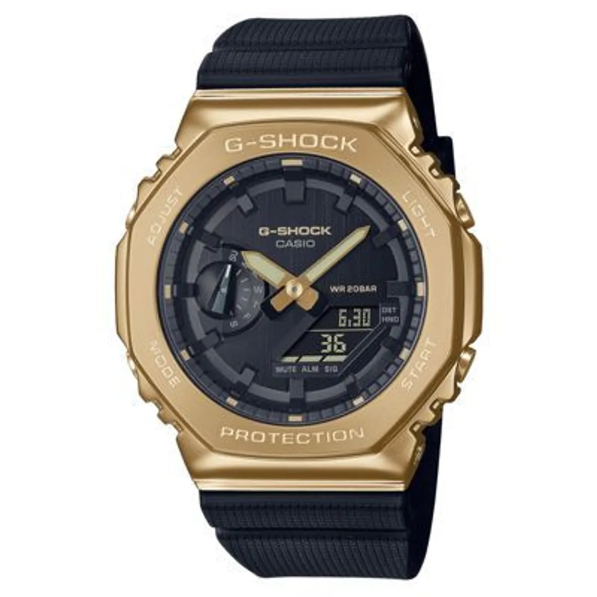G-SHOCK - Reloj G-Shock Acero Dorado con Negro y Resina Negra GM-2100G-1A9
