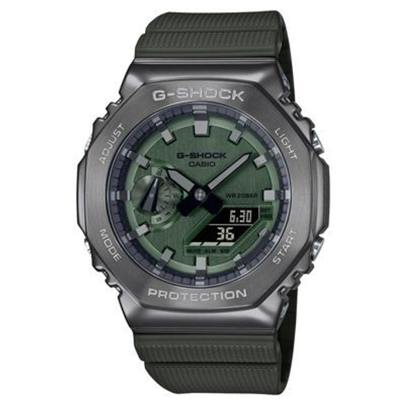 G-SHOCK - Reloj G-Shock Acero Verde Oscuro y Resina Verde GM-2100B-3A