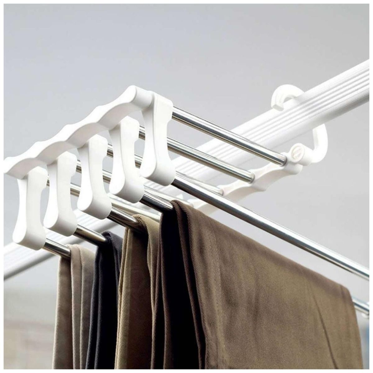 MINARI - Perchero Colgador Organizador de Pantalón Blanco 5 en 1 464P