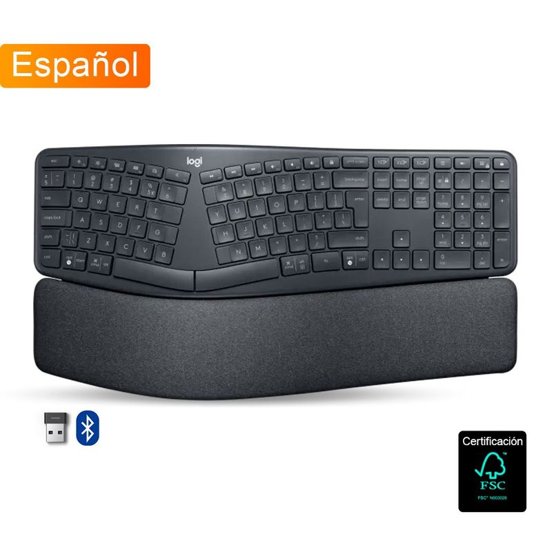 LOGITECH - Teclado Ergonomico Logitech K860 Inalambrico y Bluetooth - Negro