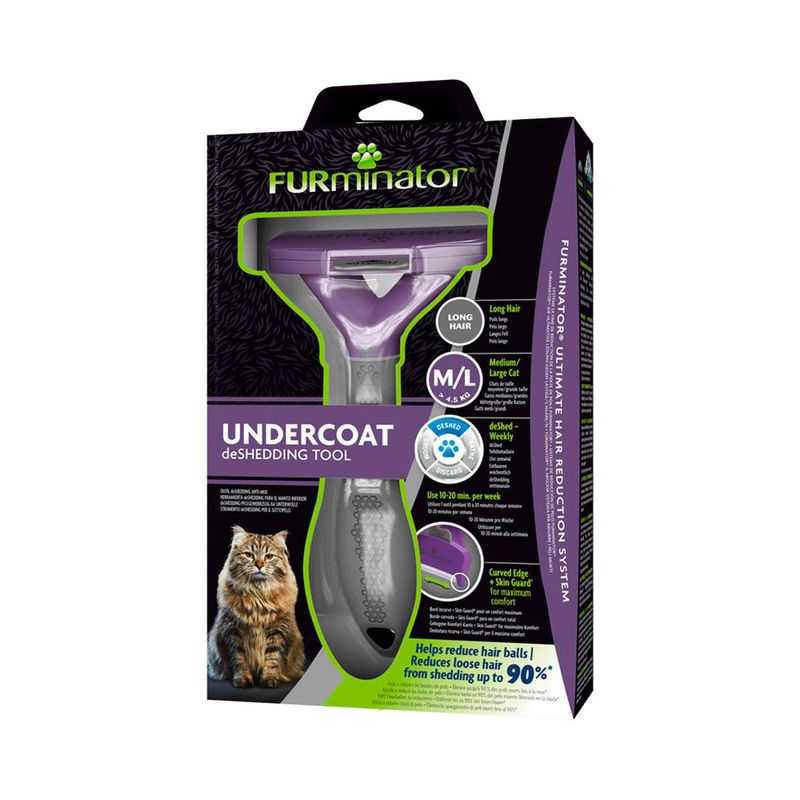FURMINATOR - Cepillo Furminator Para Gatos Medianos y Grandes Pelo Largo