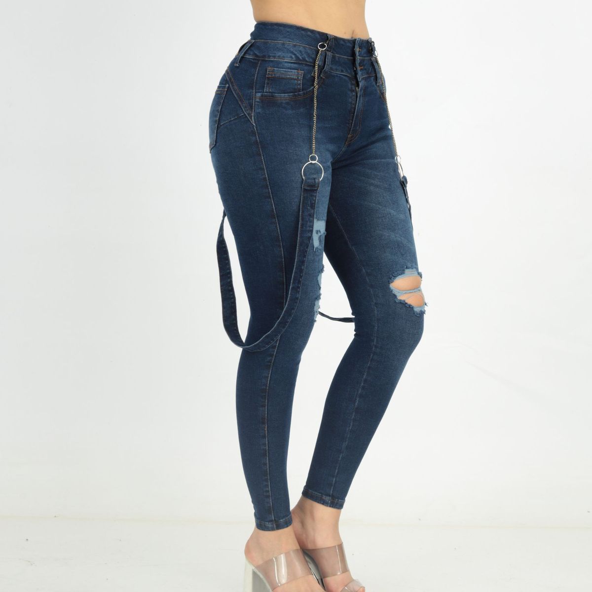 BENCUS JEANS - Jean Mujer de tirantes y cadenas