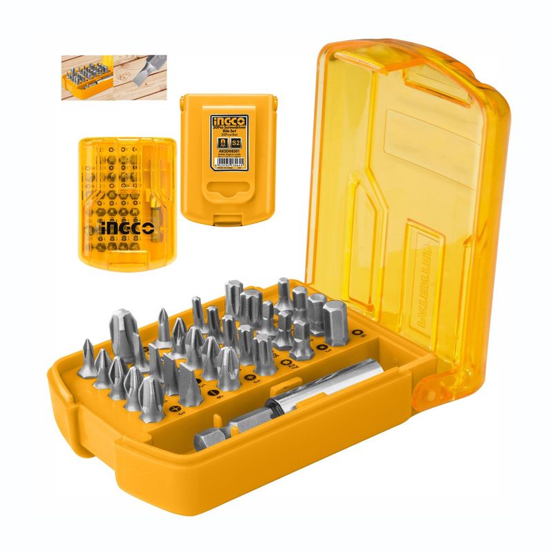 INGCO TOOLS - SET DE PUNTAS 29 PZS + ADAPTADOR PARA ATORNILLADOR INGCO - AKSD08301