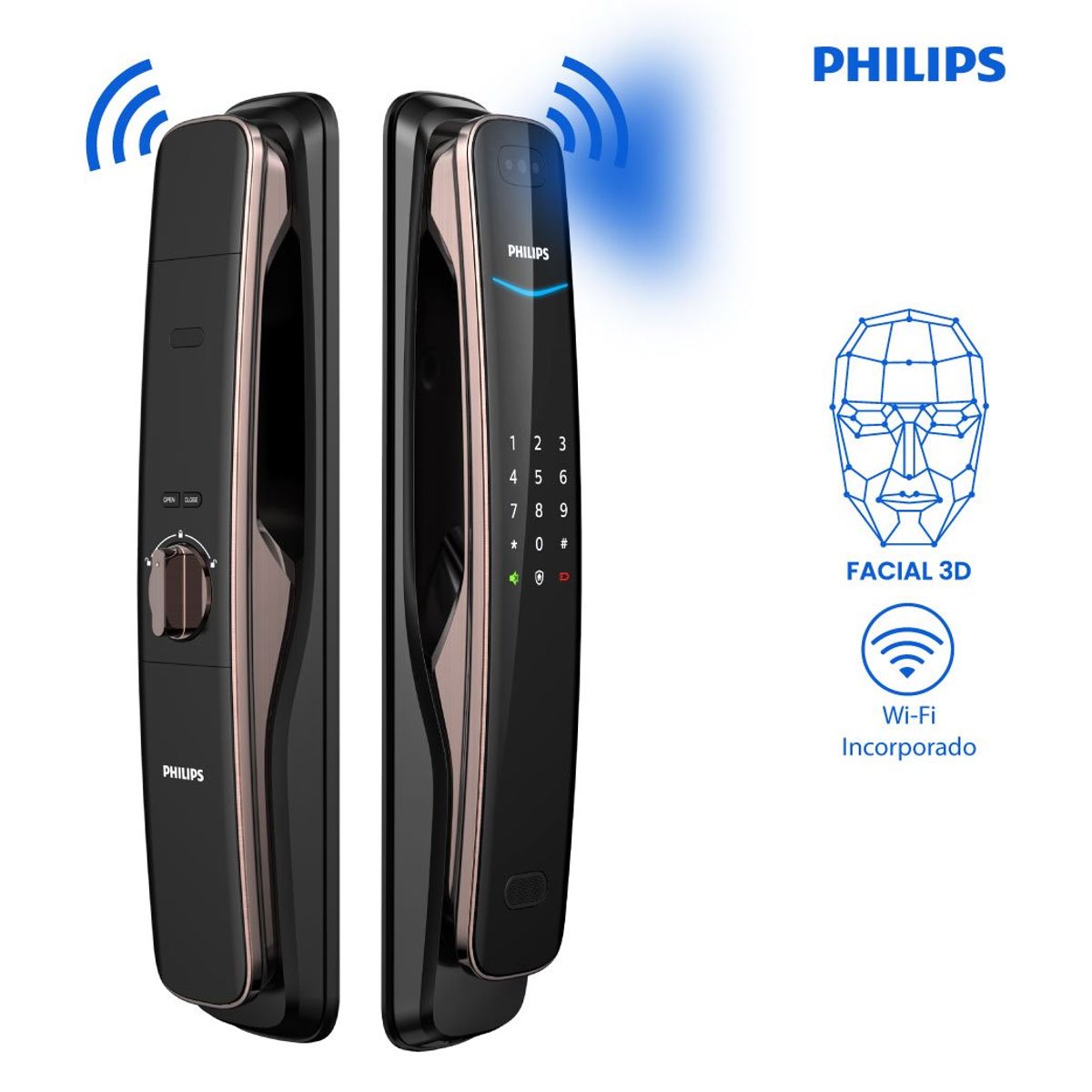 PHILIPS - CERRADURA DIGITAL PHILIPS FACIAL 3D 702-8HWS