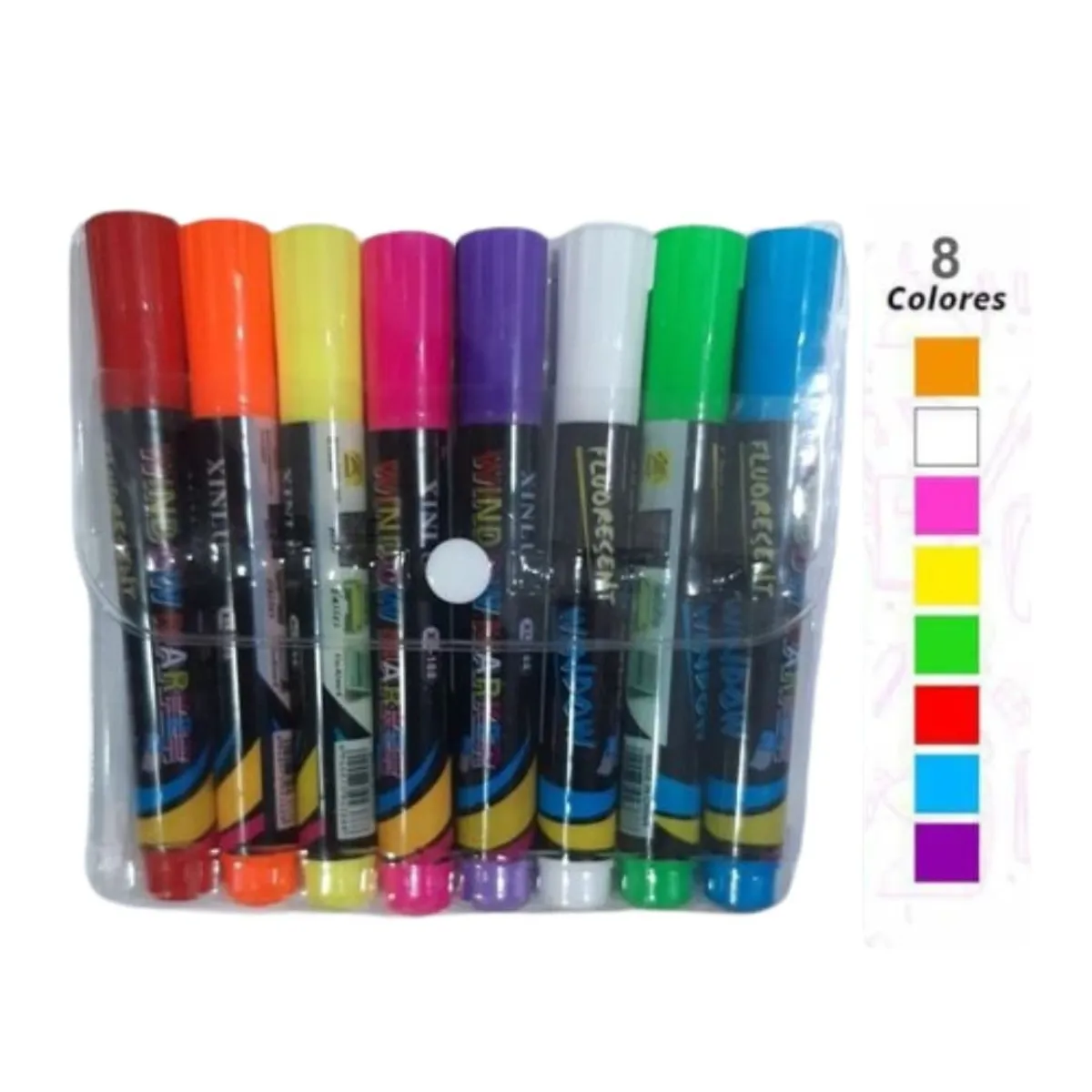 GENERICO - Tiza Liquida - Caja de 8 Plumones de colores