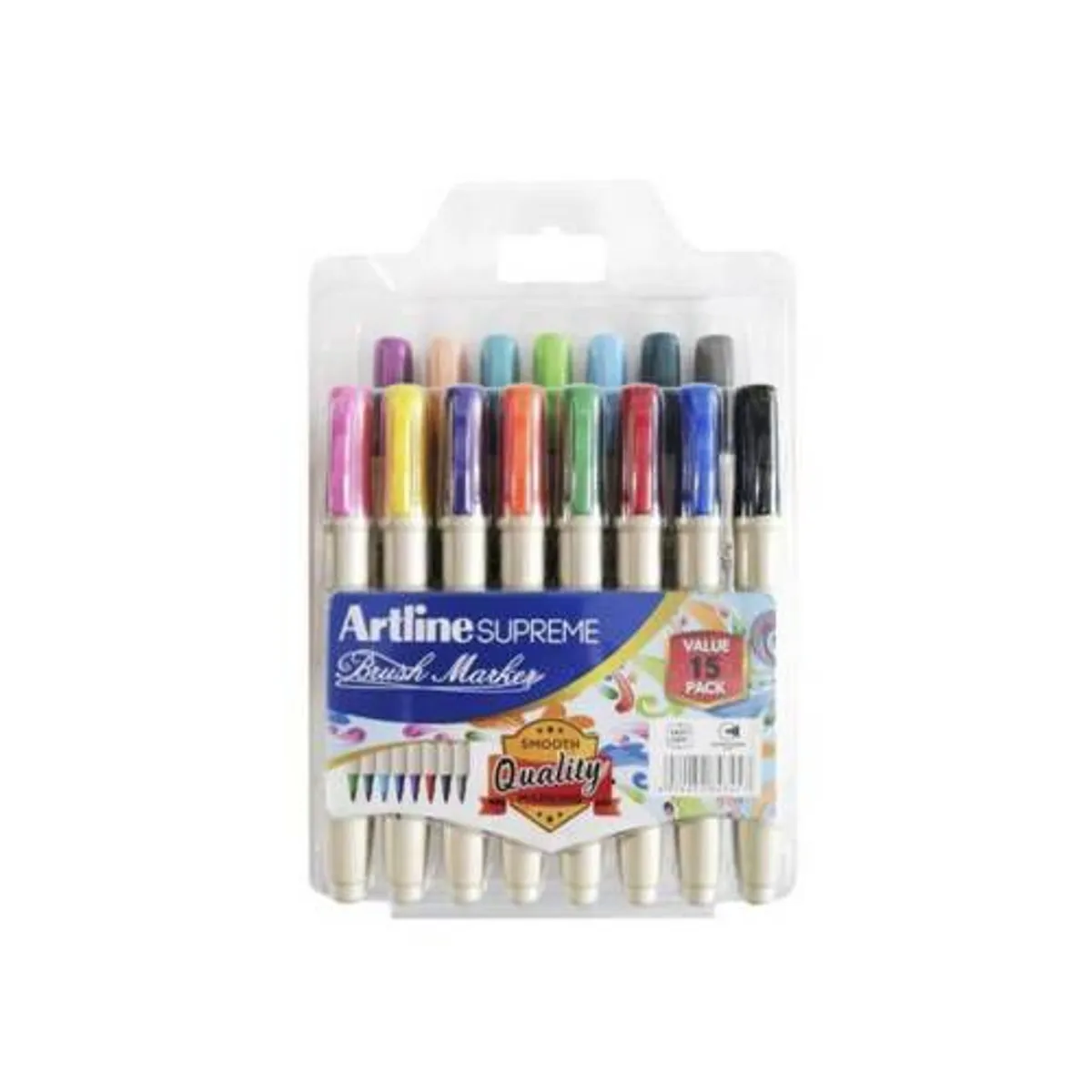 ARTLINE - Marcadores Punta Pincel x15 Brush Marker Supreme