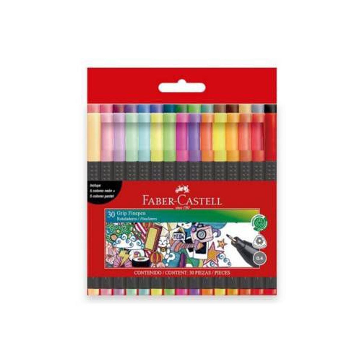 FABER-CASTELL - Marcadores Grip Fine Pen x 30