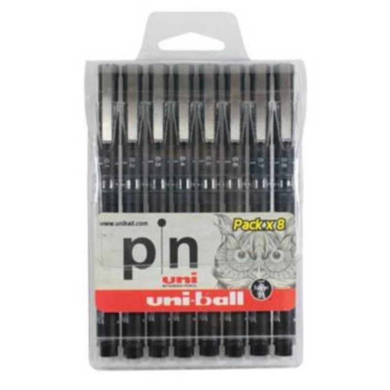 UNI BALL - Set Estilógrafos PIN X8 Negro