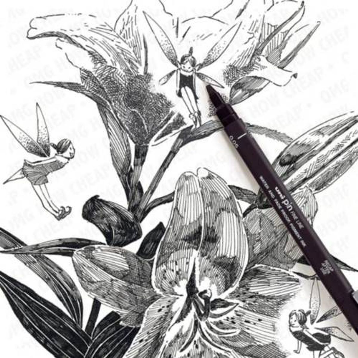 UNI BALL - Pack Estilógrafos PIN X11 Negro del 003 al brush