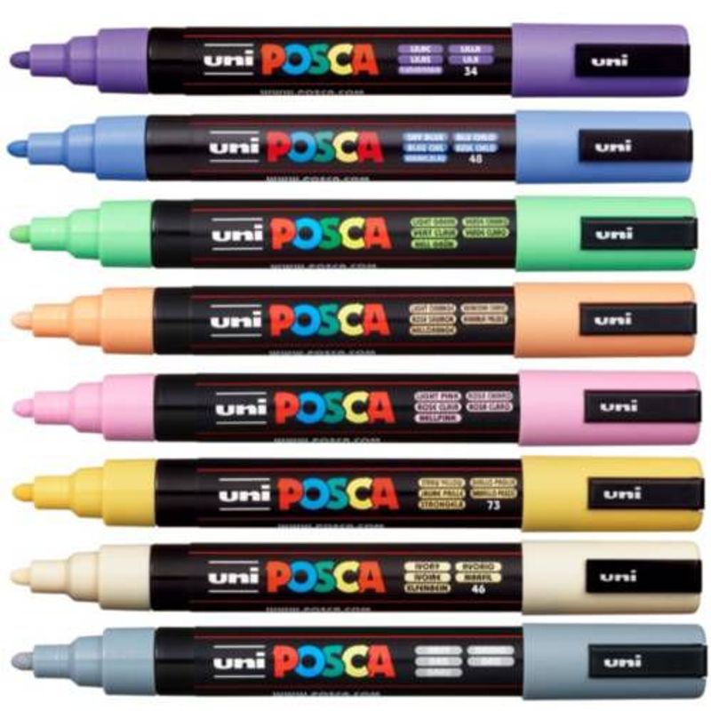 POSCA - Set Marcadores Punta 5m x 8 Colores Pasteles