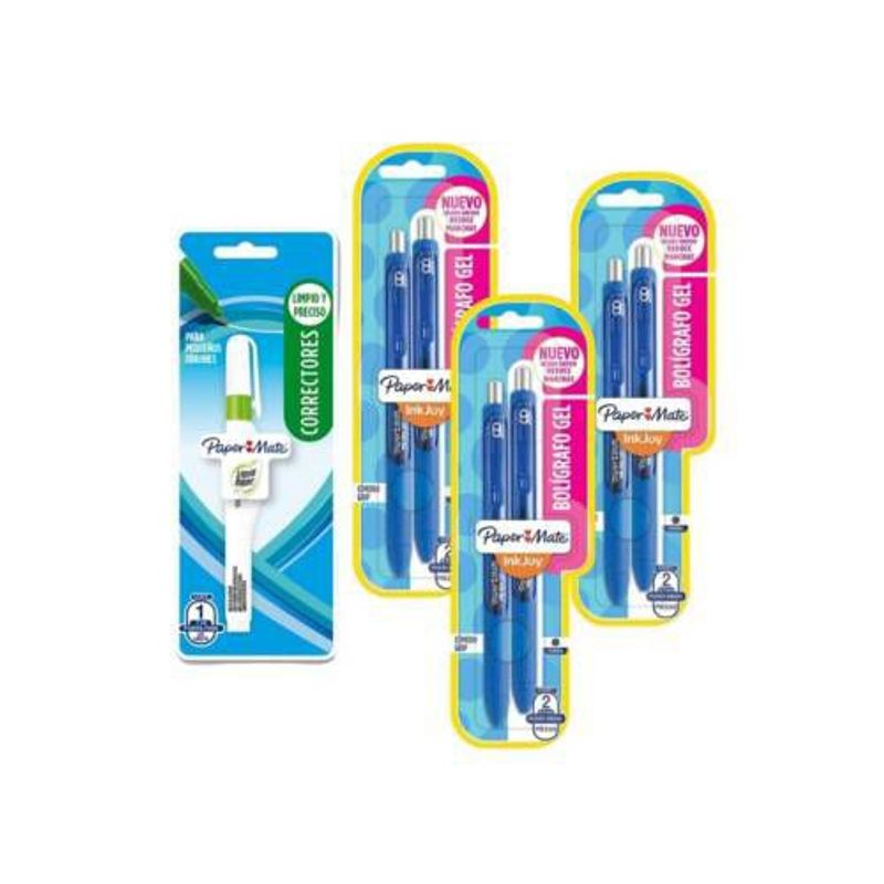 PAPER MATE - Pack Inkjoy Gel Retráctil x6 + 1 Liquid Paper