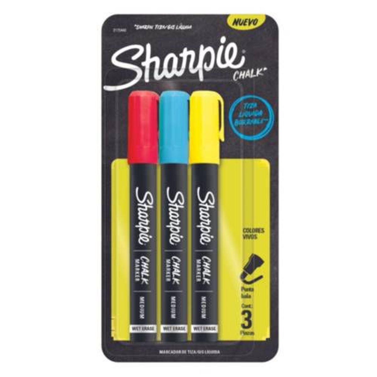 SHARPIE - Pack Marcador Tiza Líquida Chalk X3 y Pizarra Adhesiva