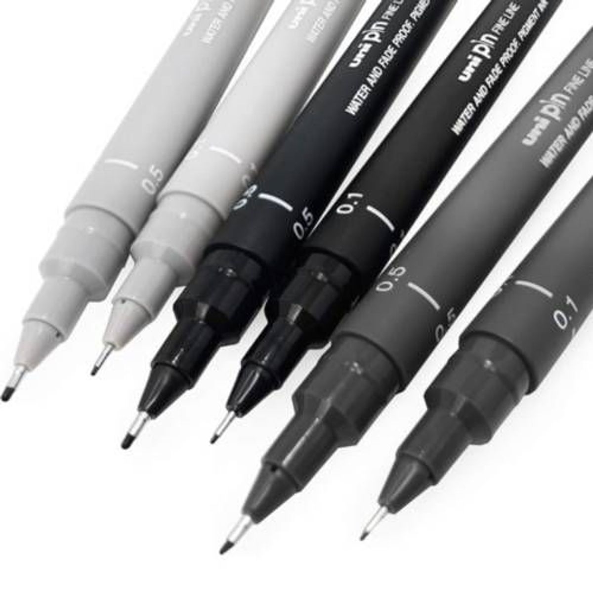 UNI BALL - Pack Estilógrafos PIN X6 Escala de Grises 01 y 05