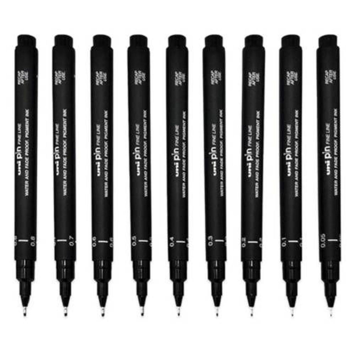 UNI BALL - Pack Estilógrafos PIN X9 Negro del 005 al 08