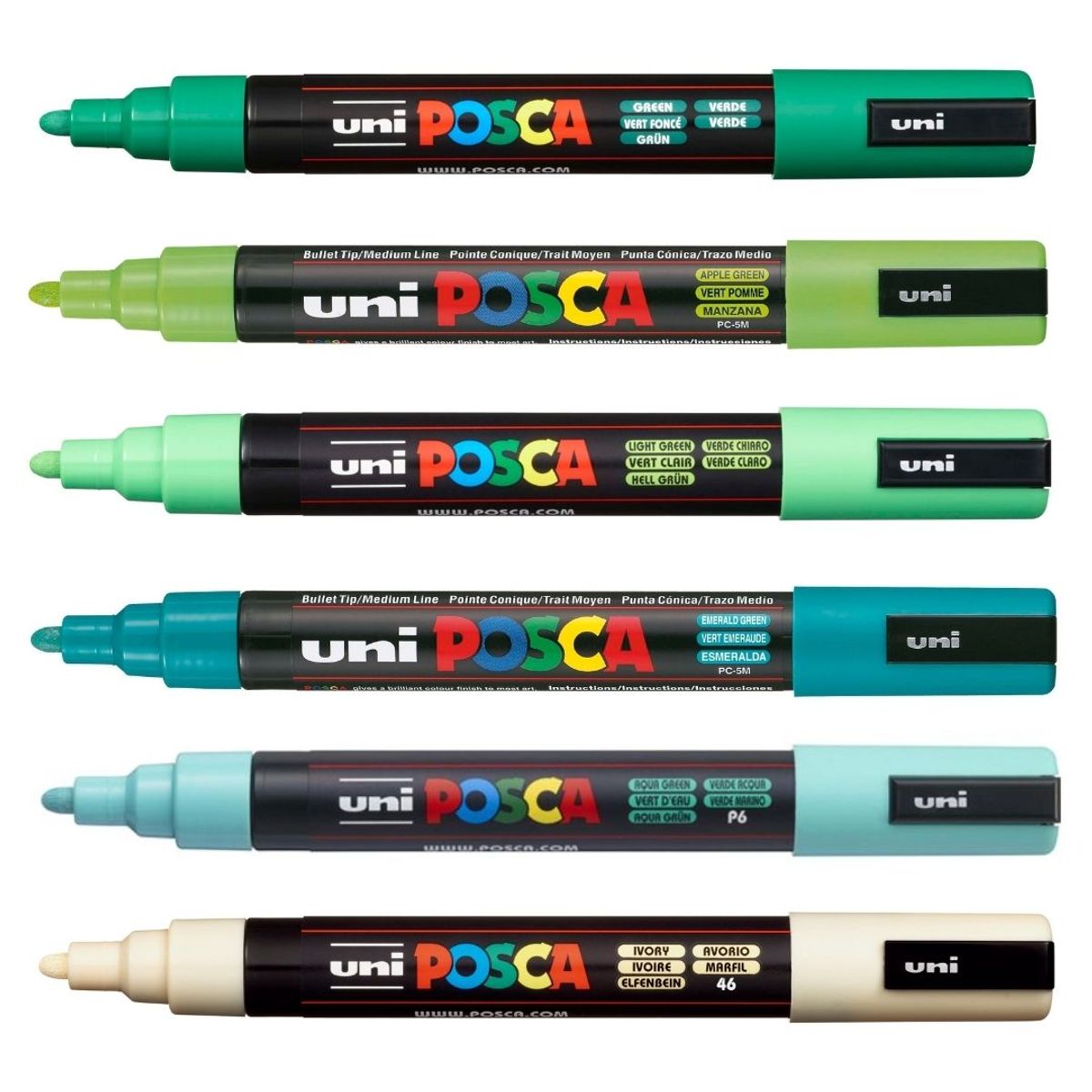 POSCA - Set Marcadores Punta 5m x 6 Shade Of Green