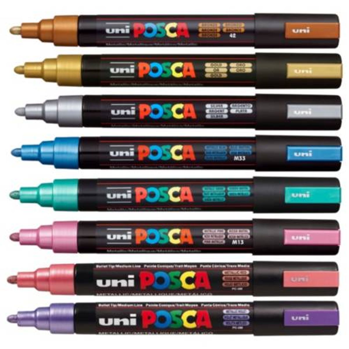 POSCA - Set Marcadores Punta 5m x 8 Colores Metálicos
